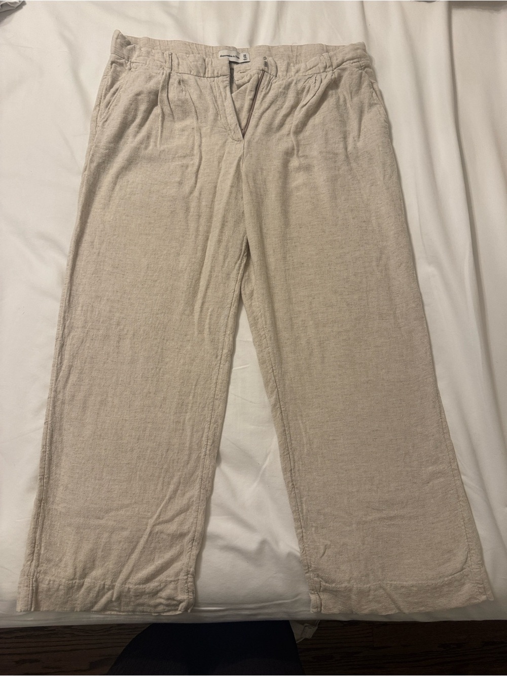 A&F Sloane Linen-Blend Tailored Wide Leg Pant  Size 32 (14)